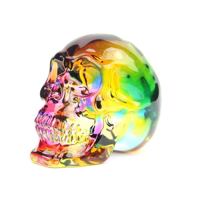 Colorful Crystal Skull Decoration For Living Room Tabletop Home Display For Teens Adults Spooky Gothic Party Gift