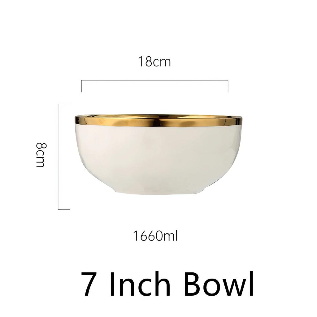 1pcs White Ceramic Plate Phnom Penh Tableware Salad Soup Bowl Food Dinner Dishes Wedding Decoration Dinnerware Household Kitchen