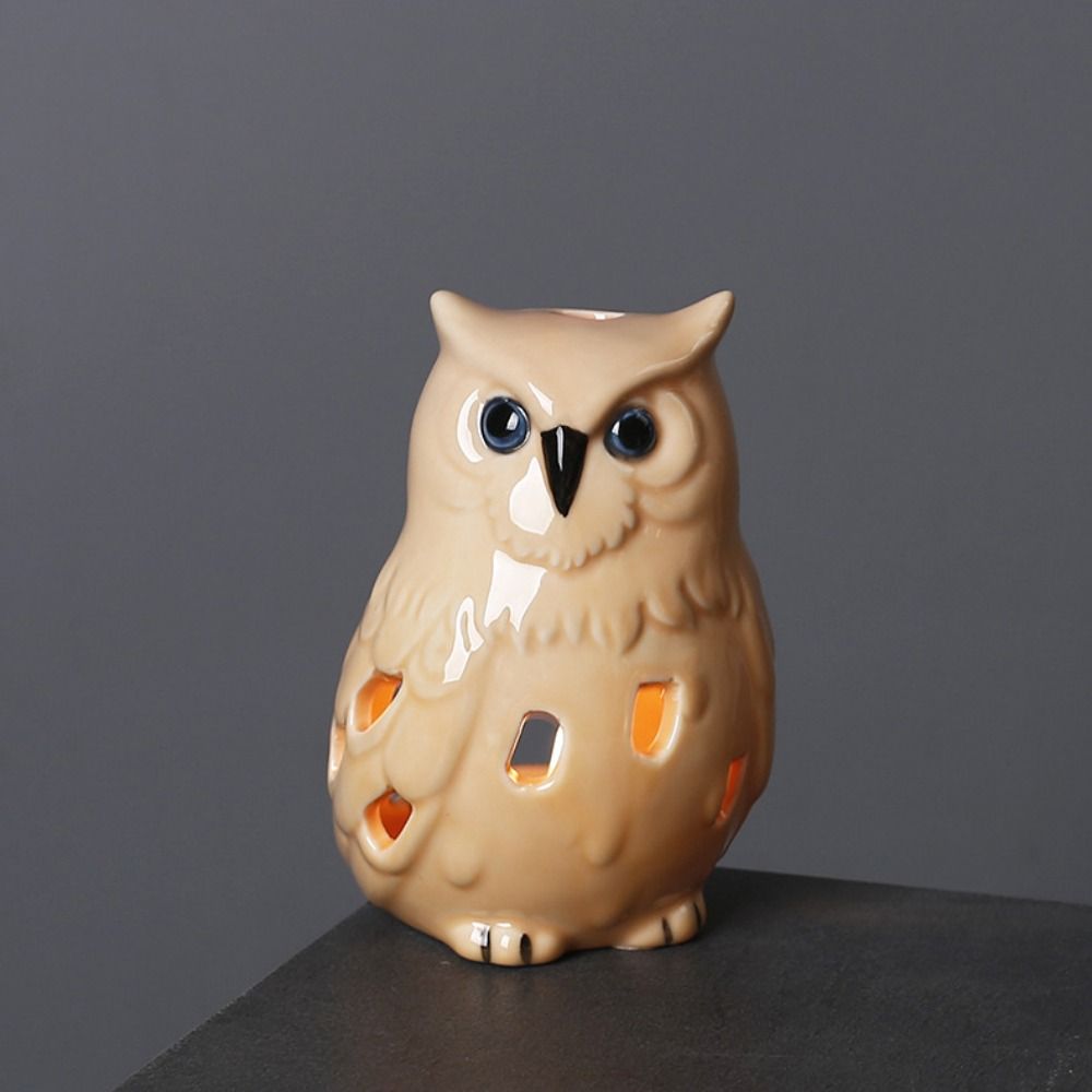 Creative Incense Burner Ceramic Owl Statue Tabletop Ornament Essential Oil Furnace  Party