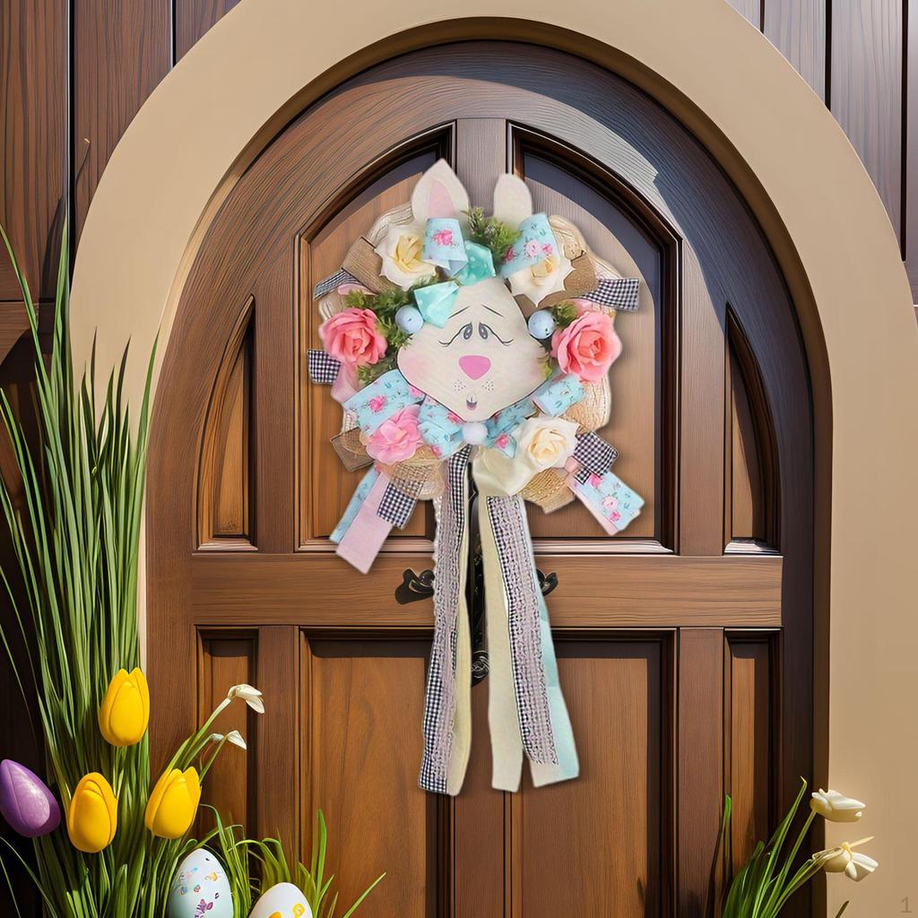 Easter Rabbit Wreath Spring Door Bunny Cute Decoration Artificial Hanging