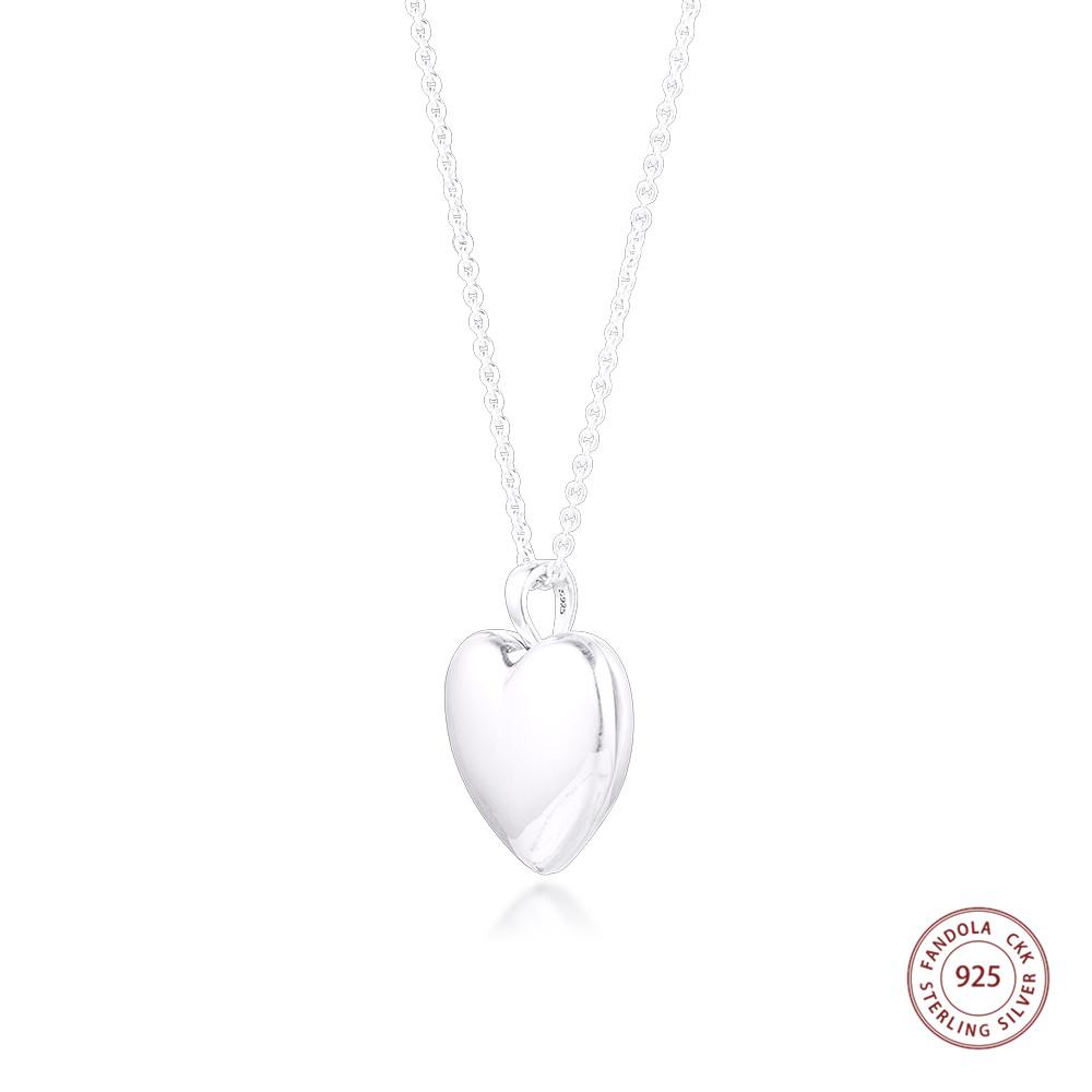 Original 925 Sterling Silver Clear CZ Love Locket Pendant Necklaces For Women S925 Fine Jewelry Mother Gift With Chain Collares