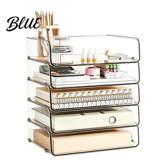 Acrylic File Organizer Clear Tray 1/2/3/4/5 Tier Paper Ducument Document Holder Storage Box Stackable Office Supplies Desk Rack Compact