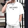 Summer Fallow Men's Cotton Summer Fashion Loose Size Letter Printed Shirt