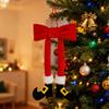 Christmas Elf Leg Ornament 14 Inch Red Plush Elf Leg Hanging Ornament with Velvet Bow for Christmas Tree Wreath Door Wall Holiday Decor