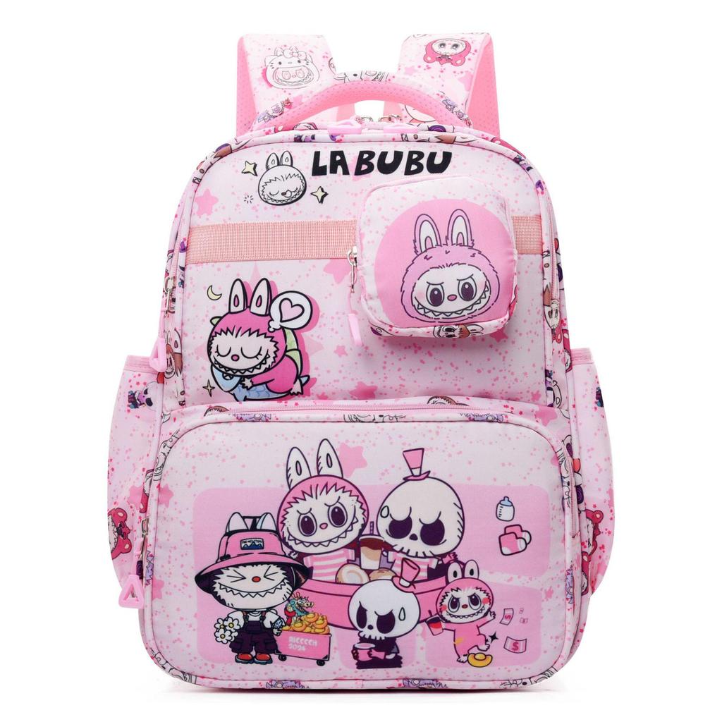 Labubu Kids' Cartoon Backpack: Large Capacity for Elementary Boys & Girls, Cute Double Shoulder Design