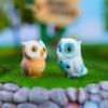 Mini Resin Animal Owl Figurines Micro Landscape Car Dashboard Home Desktop Ornaments