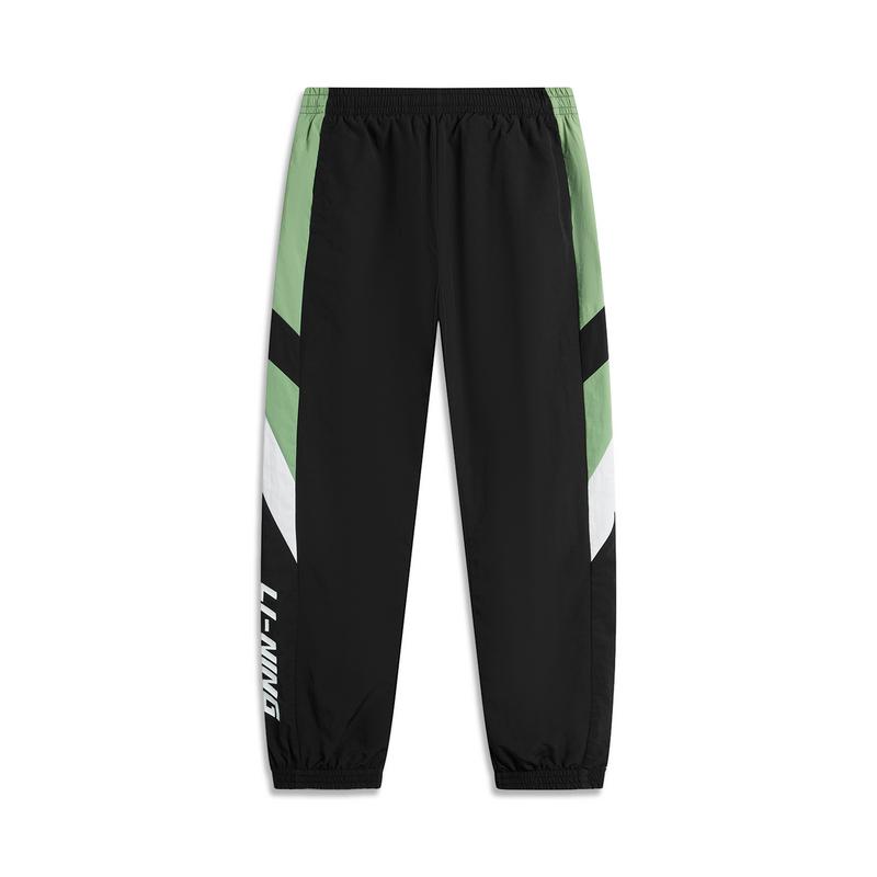 Li-Ning Sports Trend Series Color Block Letter Mid-Rise Comfortable Breathable Cuffed Knit Joggers Men Joggers Black AYKU163-1
