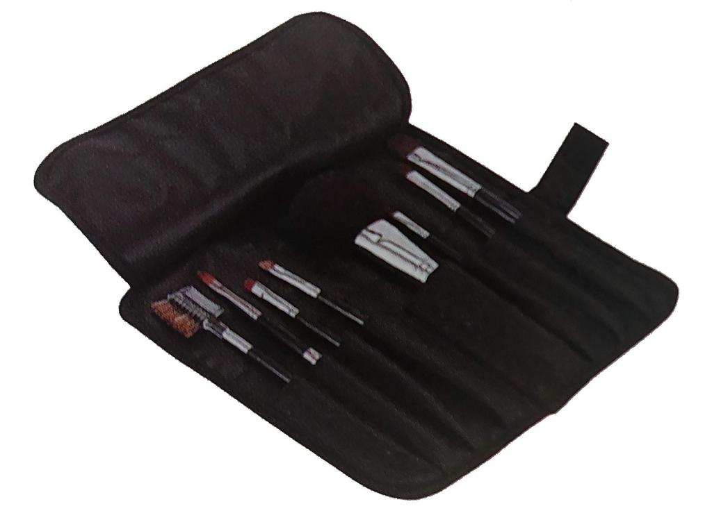 Сделанный в Японии чехол для кистей для макияжа с 8 черными карманами,