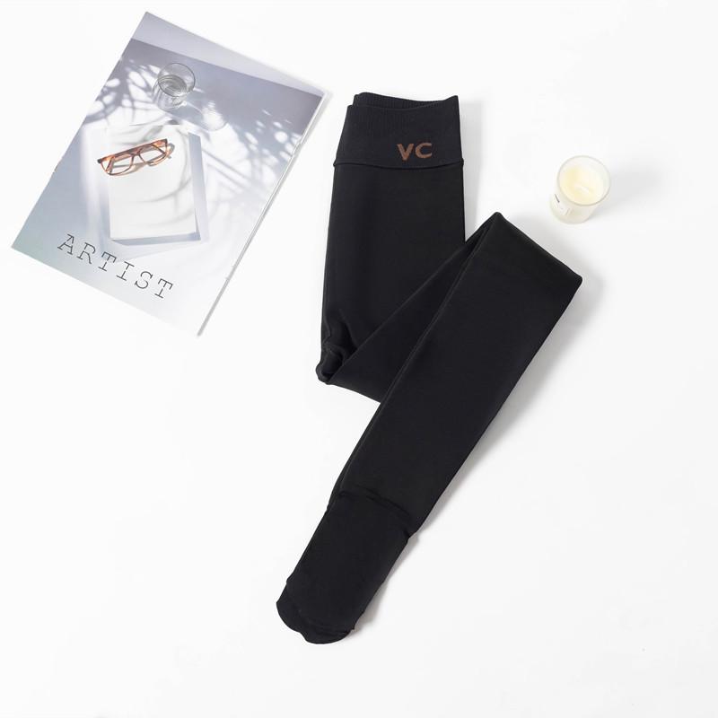 Теплые чулки с флисовой подкладкой, формирующие талию: Зимние женские красивые колготки, создающие эффект голых ног