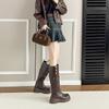 Cowhide Version~ Thick-soled Maillard Boots for Women, Retro Brown Martin Boots for Autumn and Winter, British Style Knight Boots