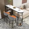 9C Modern Rock Slab Bar Table and Chairs for Living Room, Balcony, Kitchen, or Dining - High-Legged, Long Design with Wine Cabinet Feature