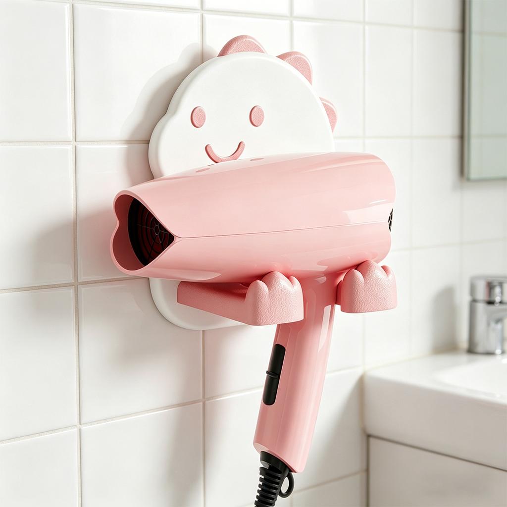 Wall-mounted Bathroom Hair Dryer Holder, Drill-free Hair Dryer Rack, Hair Dryer Bracket