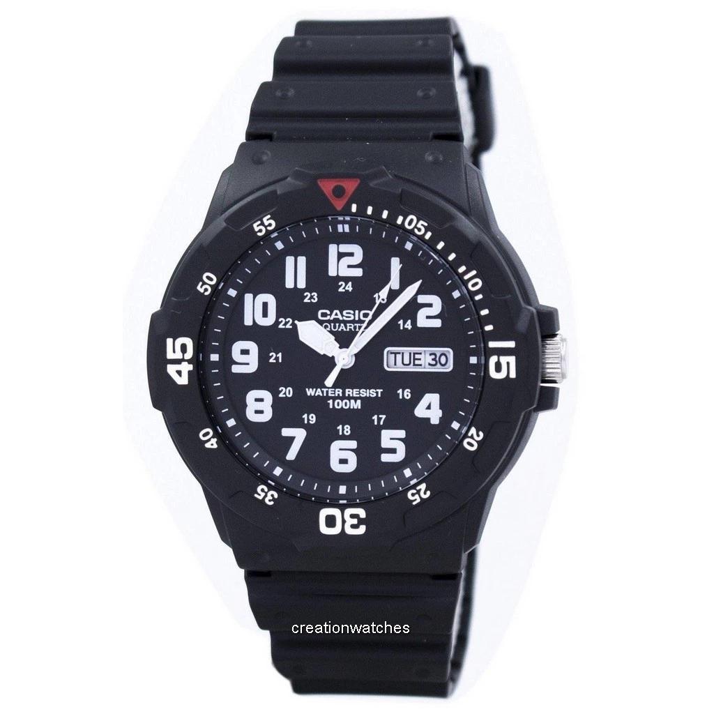 Casio Кварцевые аналоговые мужские часы с черным полимерным ремешком 100 м MRW-200H-1BVDF MRW200H-1BVDF