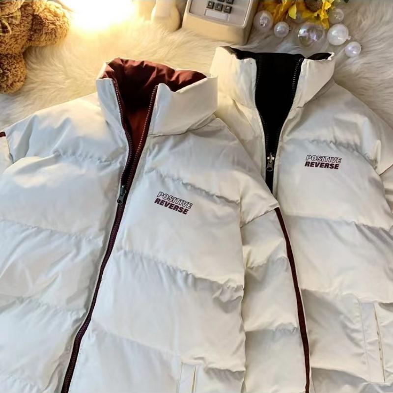 Зимний новый стиль, мужчины могут носить модную теплую хлопковую стеганую куртку с обеих сторон, повседневные модные мужские куртки