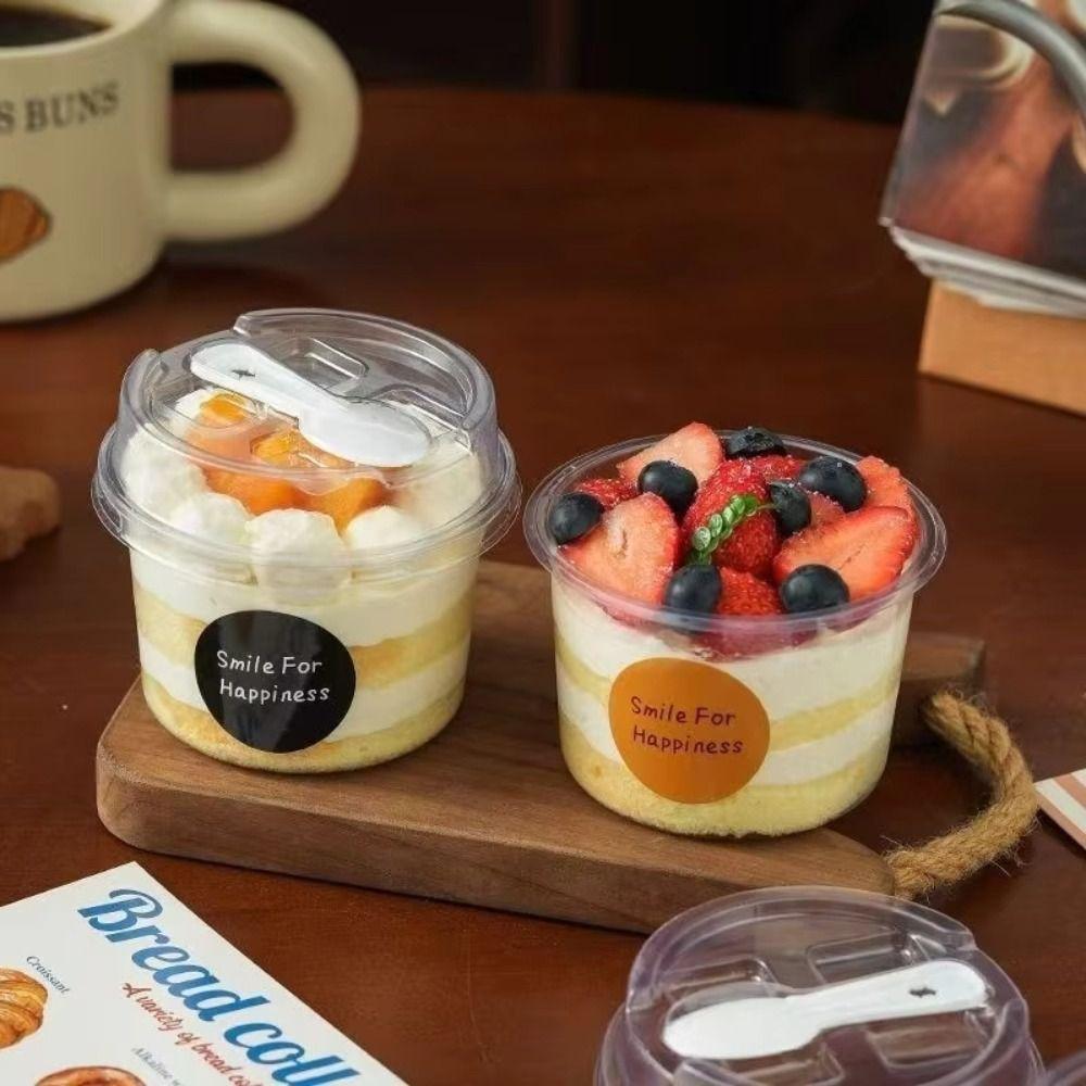 50Pcs Round Yogurt Cups Disposable Party Cups for Holding Ice Cream Jelly Yogurt and Mousse