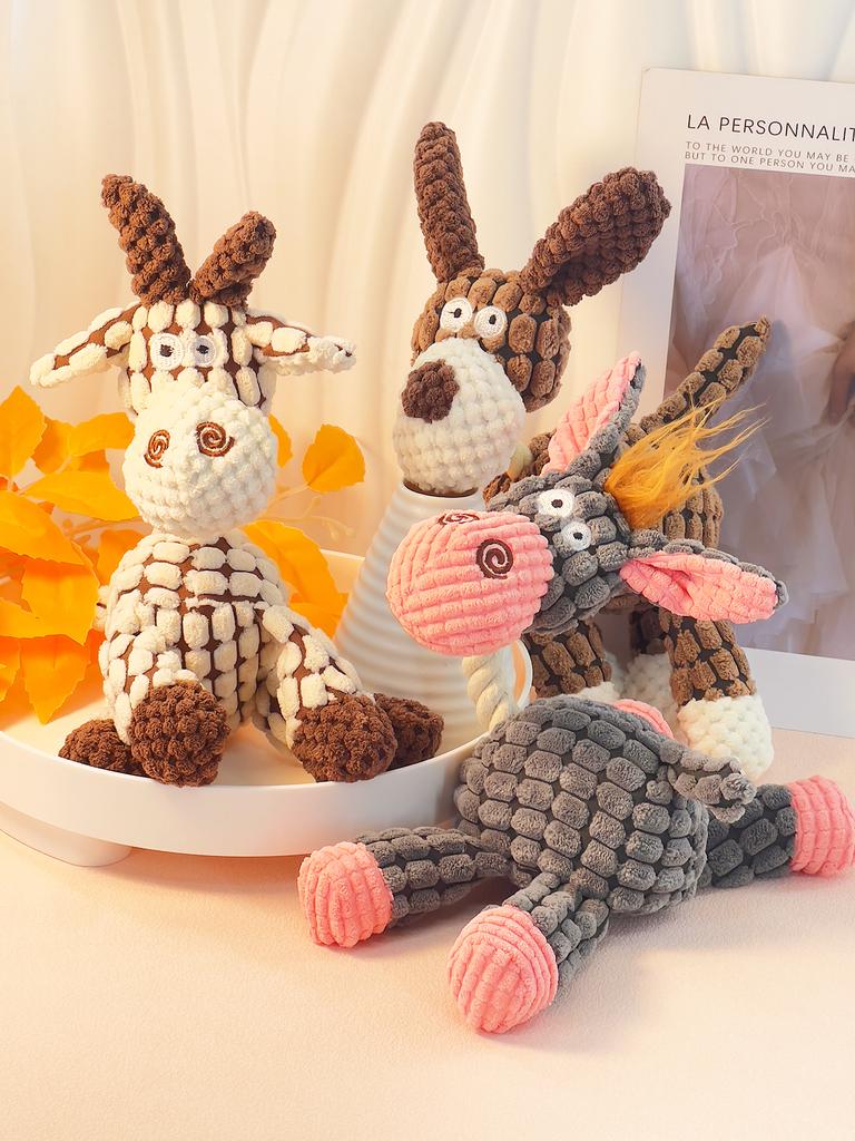 A Corn Plush Donkey and Dog Toy That Is Resistant To Biting and Grinding Teeth. A Pet Plush Toy That Emits Sound and Interacts W