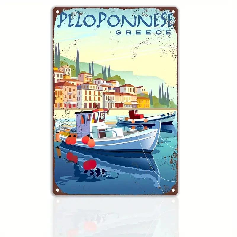HD Tin Sign Vintage World Travel City Wall Decor Retro Rome Paris Dubai Miami Travel Poster Art Metal Tin Sign for Travel Love