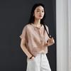 SOFSIL 2026 Летняя женская рубашка из рами с воротником-стойкой и горошек