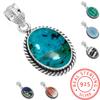 Кулон из стерлингового серебра 925 пробы для женщин, с драгоценным камнем, ручной работы, подарок на Новый год, амазонит, ангелит, голубой опал, ботсванский агат, мохавский азурит, хризоколла, бохо