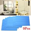 9Pcs Mirror Tile Wall Stickers Mosaic Room Makeup Decor 3D Decal Self-adhesive Mirror Sticker 15X15cm