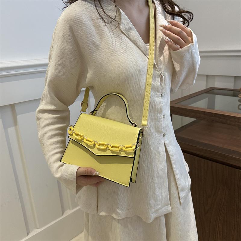 Модная сумка-сумка для женщин, новая, конфетного цвета, маленькая, свежая, сумка через плечо, простая, с цепочкой, маленькая, квадратная сумка