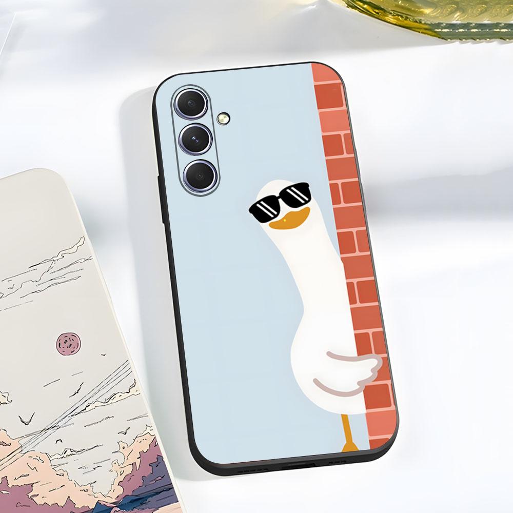 Смешной D-Утка Гусь Мем Чехол для Телефона Для Samsung A56 A36 A26 A16 A15 A25 A35 A55 A14 A34 A24 A54 Черный Мягкий Чехол