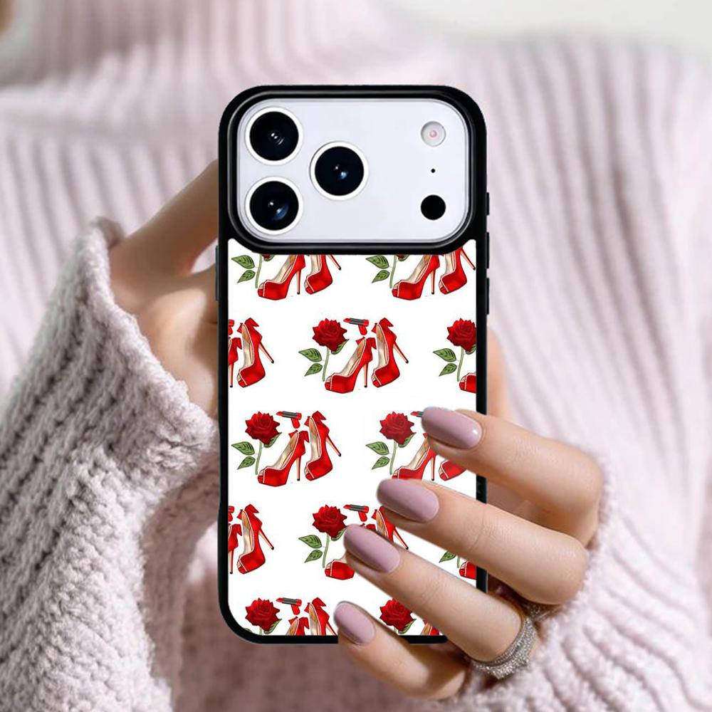Fashion High heels Girl Flower Phone Case For Apple iPhone 17 Air 16E 15 14 Plus 13 12 11 Pro Max Mini Funda Cover