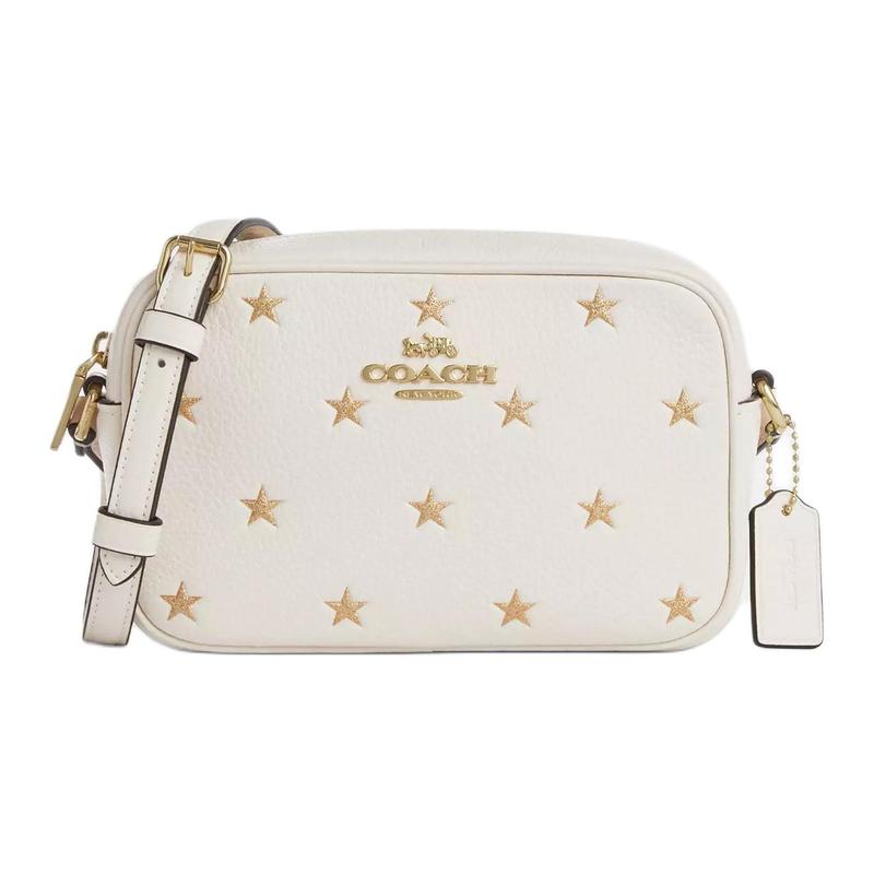 COACH shoulder bag Jamie 20 Adjustable Strap with Zip Closure Refined Pebbled Leather Camera Crossbody Small Women's Gold and Chalk Multicolor