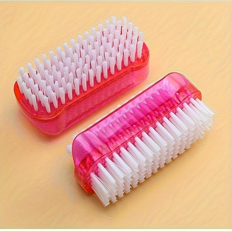 Plastic Nail Dust Powder Cleaning Brush Double Sided Hand Fingernail Toes Scrubbing Brush Cleaner