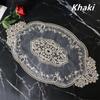 Luxury Oval Embroidered European Transparent Placemat Table Mat Hotel Villa Home Furniture Party Coaster Decorative Cover Cloth
