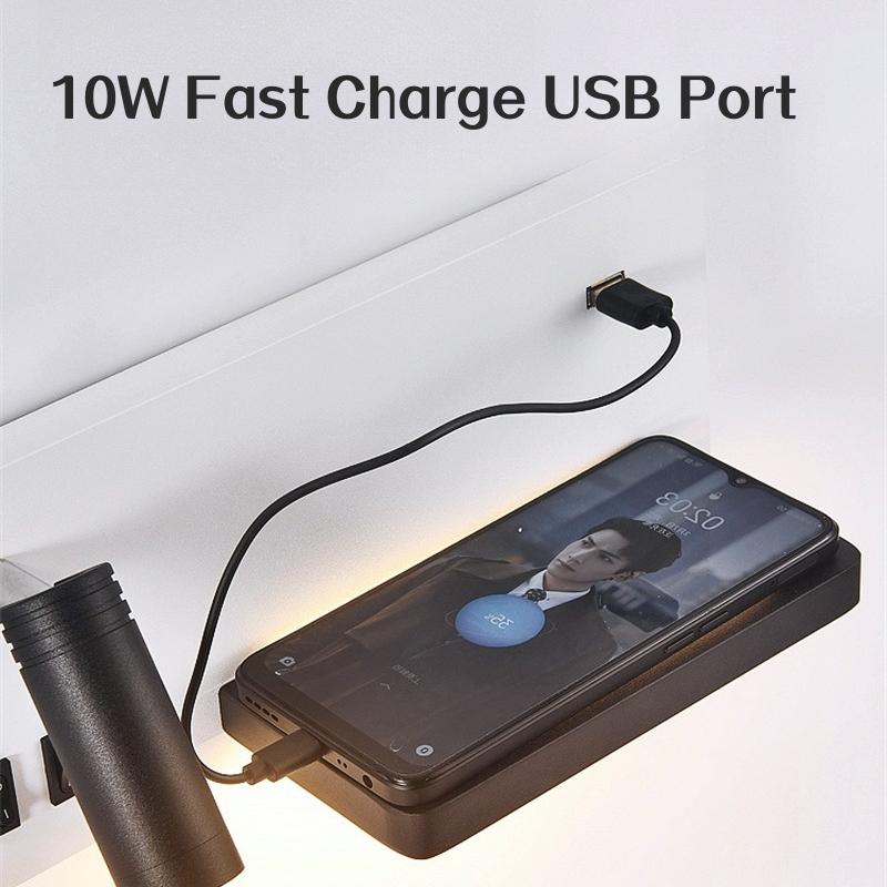 Светодиодные настенные светильники Nordic с USB-портом для зарядки, бра для спальни, кабинета, чтения, настенный светильник с выключателем