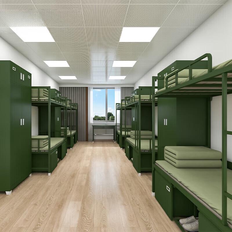 Military Dormitory Green Double Bunk Bed with Storage