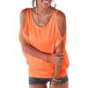 Top For Women Short Sleeve Cold Shoulder Short Sleeve O Neck Basic Tee Tops