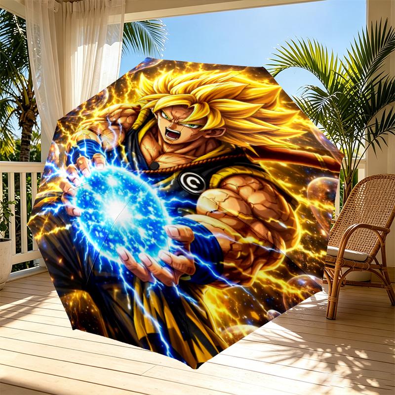 Автоматический складной зонт с принтом Dragon Ball, Портативный складной зонт, для улицы, поездок на работу, походов, Идеальный подарок на день рождения