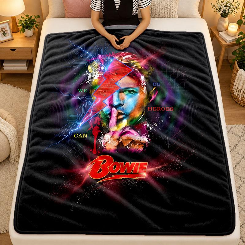 Flannel BlanketDavid Bowie Warm Soft Throw Blanket for Indoor Sofa Bed Living Room Use