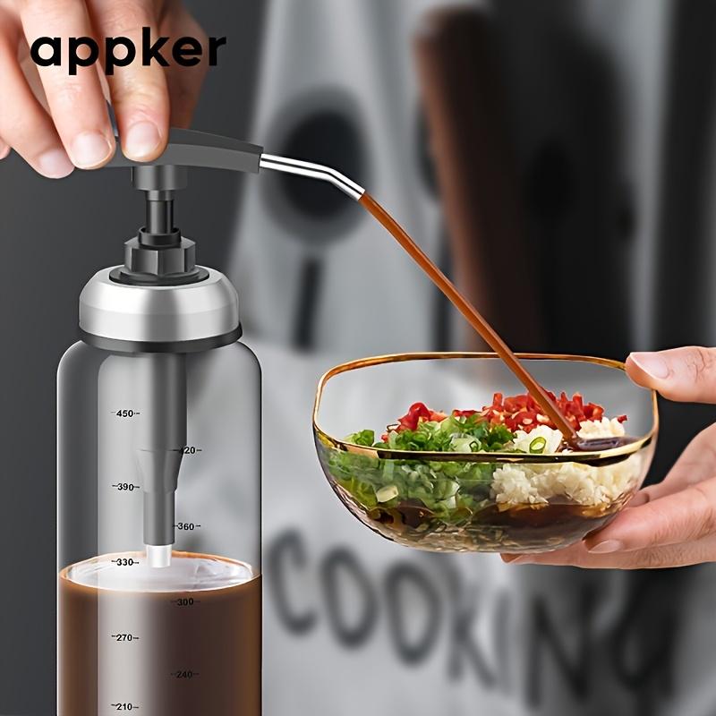 1 шт. Маслобойник нажимного типа со шкалой, Диспенсер для кунжутного масла, соевого соуса, уксуса, Точный контроль для ресторана, Домашней кухни, Стеклянный, можно мыть в машине