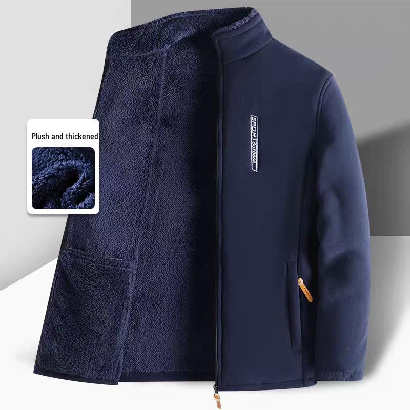 Men's Thickened Lambswool Fleece Cardigan Jacket for Autumn and Winter