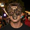 Wolf Mask for Halloween Black Gold Mask, 3D PU Foam Mardi Gras Party Soft Cosplay Headgear Prop, Lightweight Masquerade Headpiece, Adjustable