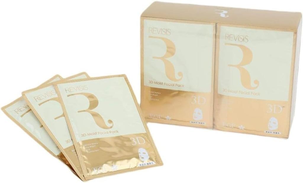 REVISIS Moisture 3D Face Mask Gold 30 Pieces Individually Wrapped Unscented Uncolored Made In Japan 3GF High Moisturizing High Adhesion Pore Care