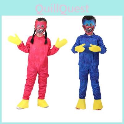 Детский костюм для косплея Huggy Wuggy Poppy Playtime Боди Комбинезон Маска Перчатки Для Унисекс