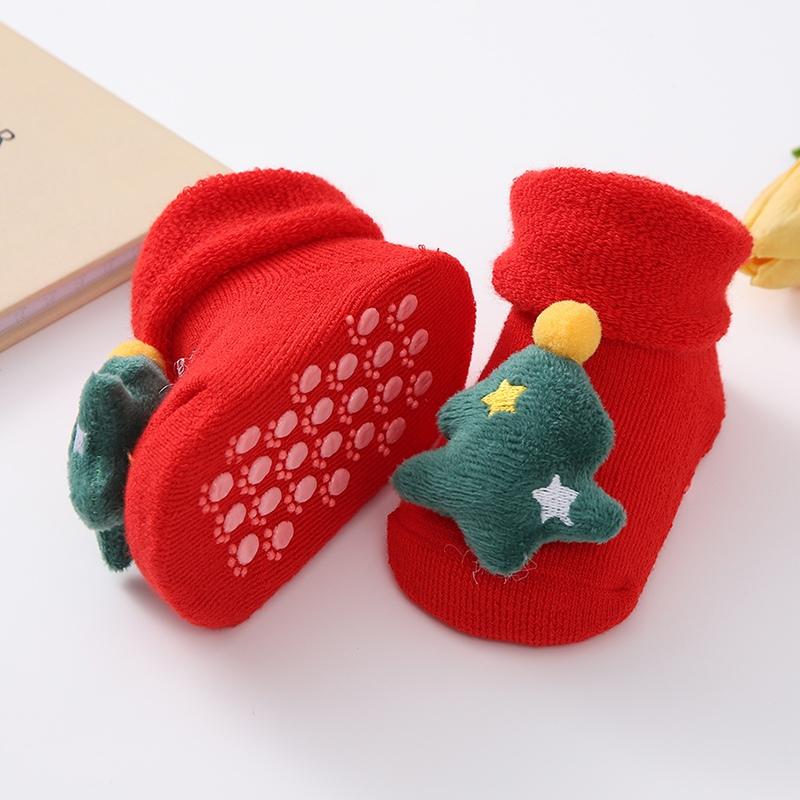 Children's Socks Non-slip Toddler Socks Kids Socks Cartoon Christmas Style Socks for Boys and Girls