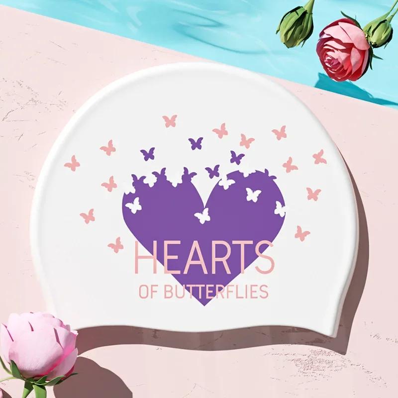 Печатные шапочки для плавания для женщин, большой размер, удобная силиконовая шапочка для плавания, длинные волосы, защита ушей, шапочка для плавания, аксессуары для бассейна