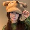Fleece Peaked Cap Plush Octagonal Cap Cute Puppy Baseball Cap  Winter