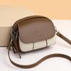 Women Vintage Contrast Color Flap Small Shoulder Bag PU Leather Shell Crossbody Bag Casual Style Shopper Handbag