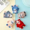 Half Finger Flip Gloves Kids Winter Gloves Windproof Warm Cartoon Bunny Plush Knitted Gloves for Baby Children 3-6Y Boys Girls