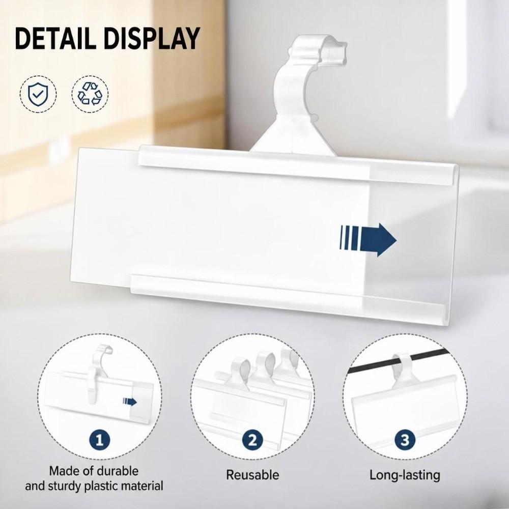 10Pcs Plastic Label Holder Snapon Lockon Plastic Hang Tag High Quality Sign Card Holder Wire Shelf