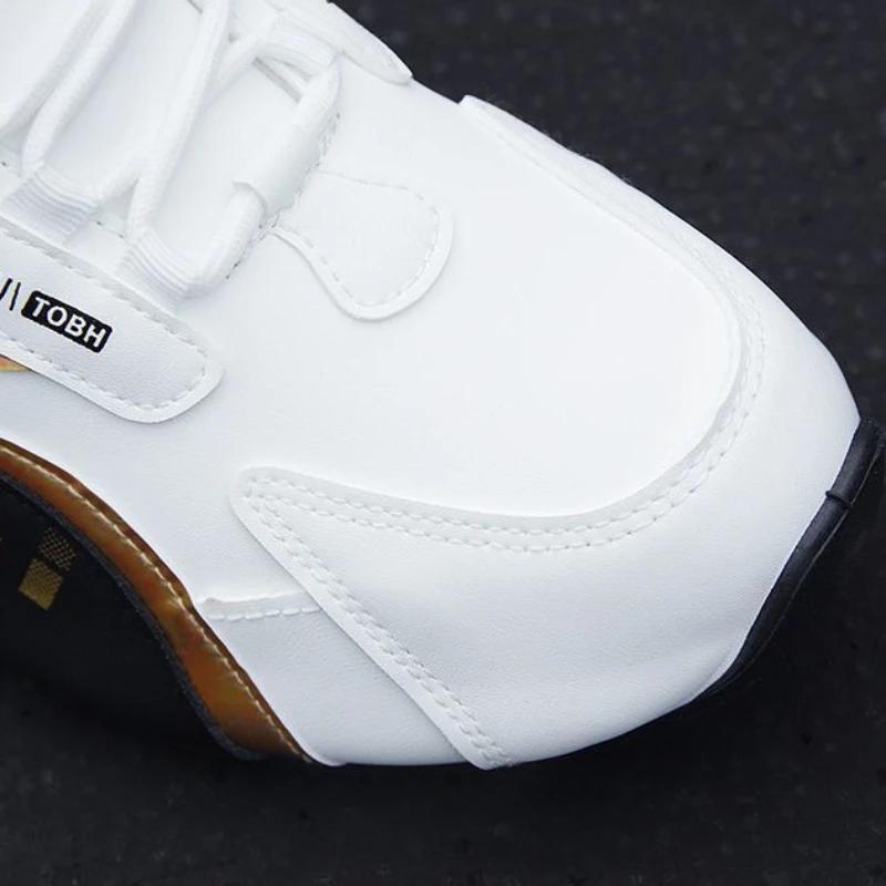 Fashion Men's PU Leather Waterproof Sneakers Casual Sports Shoes Men Lightweight Breathable Flat Non-slip Tenis Shoes