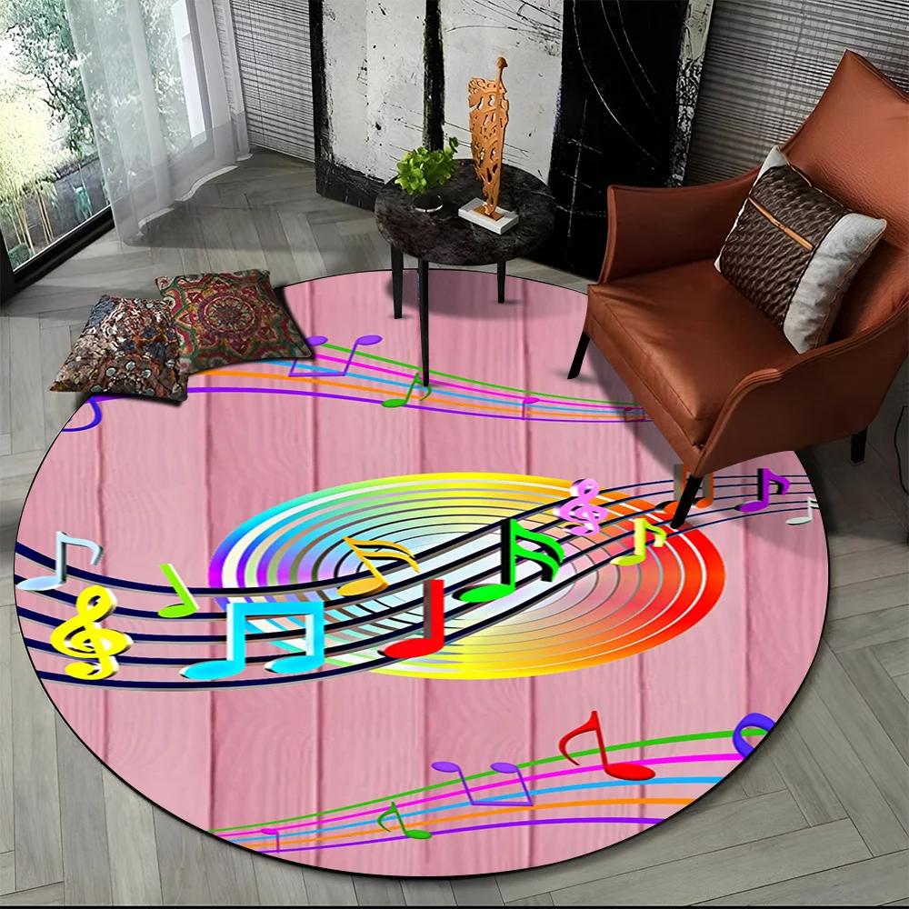 3D Музыкальная нота Искусство Пианино Круглый ковер для гостиной, спальни, детской игровой комнаты, декор для стула, коврик для питомцев, нескользящий коврик для пола