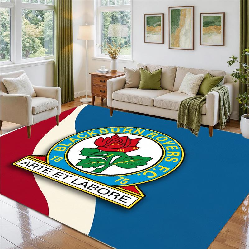 Blackburn Rovers Football Design Crystal Velvet Rug Soft Decorative Mat for Bedroom Entrance