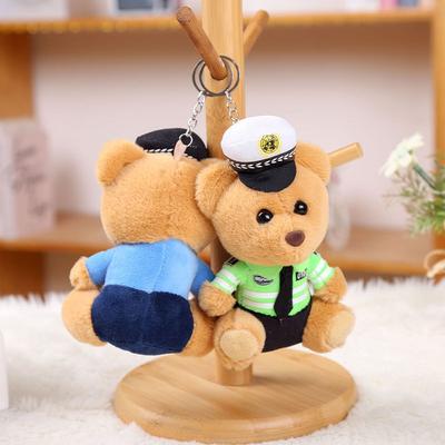Плюшевая игрушка-подвеска в виде медведя дорожной полиции, кукла, подвеска для сумки пожарной полиции, брелок, кукла, милая